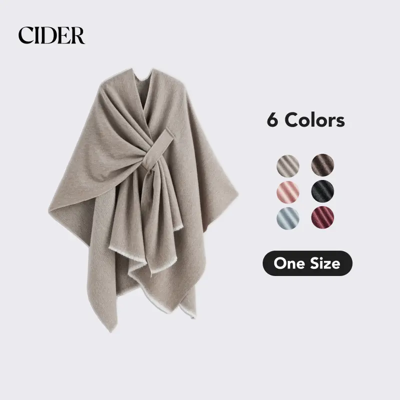 Cider [6 colors, One Size] Warm Chic Shawl Wrap Poncho, Best Item For Winter and Travelling, Keep You Cozy On The Flight