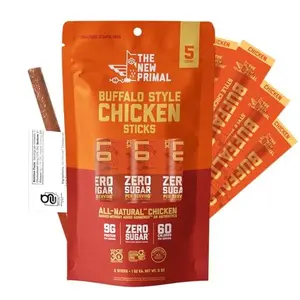 The New Primal Buffalo Chicken Sticks, Keto, Gluten Free Healthy Snacks, Sugar Free Low Carb High Protein, Jerky Meat Stick, 9g Protein, 5 Pack