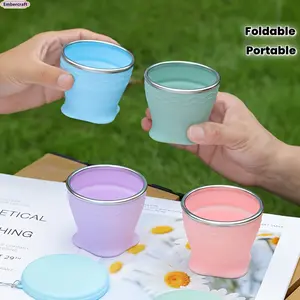 Collapsible Foldable Travel Cup 6.76 oz Portable Silicone Camping Cup, Lightweight Space-Saving Mug for Coffee & Tea, Perfect for Hiking, Travel & Outdoor Use