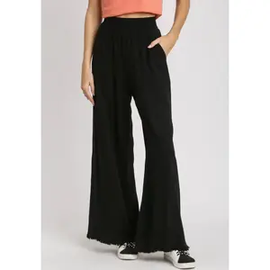 Umgee Frayed Hem Wide Leg Pants