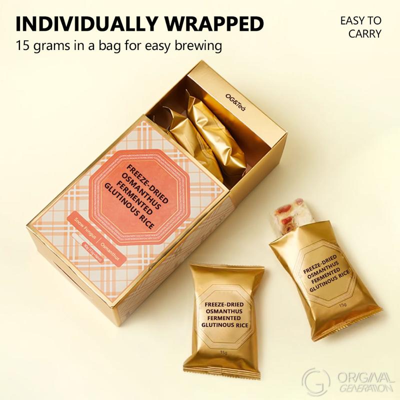 Sweet Soup with Osmanthus, Tremella and Rice Wine 90g( 6pcs×15g)With Osmanthus,Snow Fungus,Rock Sugar,Jujube,Wolfberry,Sticky Rice Sweet Soup with Osmanthus, Tremella and Rice Wine 90g( 6pcs×15g)With Osmanthus,Snow Fungus,Rock Sugar,Jujube,Wolfberry,Sticky Rice