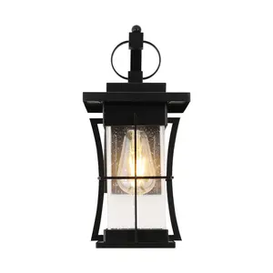 IP65 Outdoor/Indoor Black Wall Lamp E26 Base 110V US Plug Wall Mount Light for Porch Garage Corridor Entryway