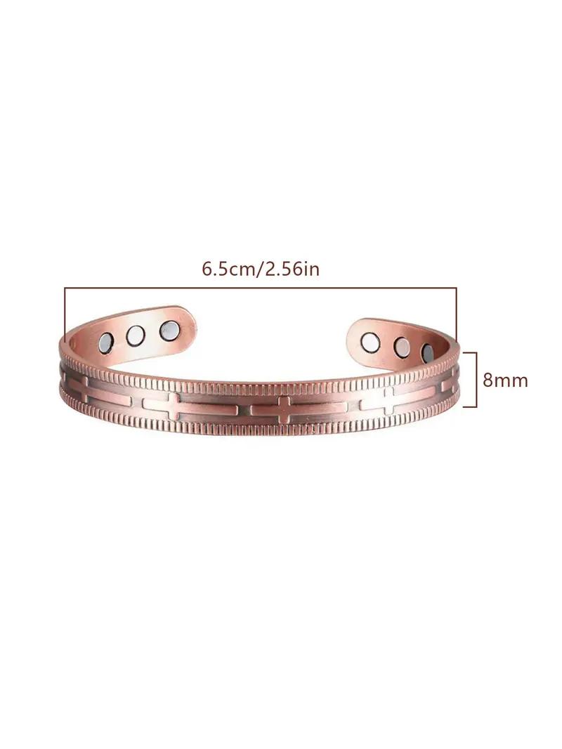 99.9% Pure Copper Cross Bracelet — Featuring 6 High-Strength 3500-Gauss Magnets. A Simple, Stylish, and Adjustable Decorative Gift — Perfect for Easter and Any Occasion. Adjustable Slider Bracelets Magnetic Copper Bracelet Bracelets Jewelry