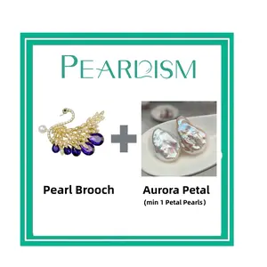 【Joey】Swan Pearl Brooch  + Aurora Petal pearl   (Min 1 pcs pearl as gift) [Open in live ]｜Freshwater Light Petal Seedless Pearl -