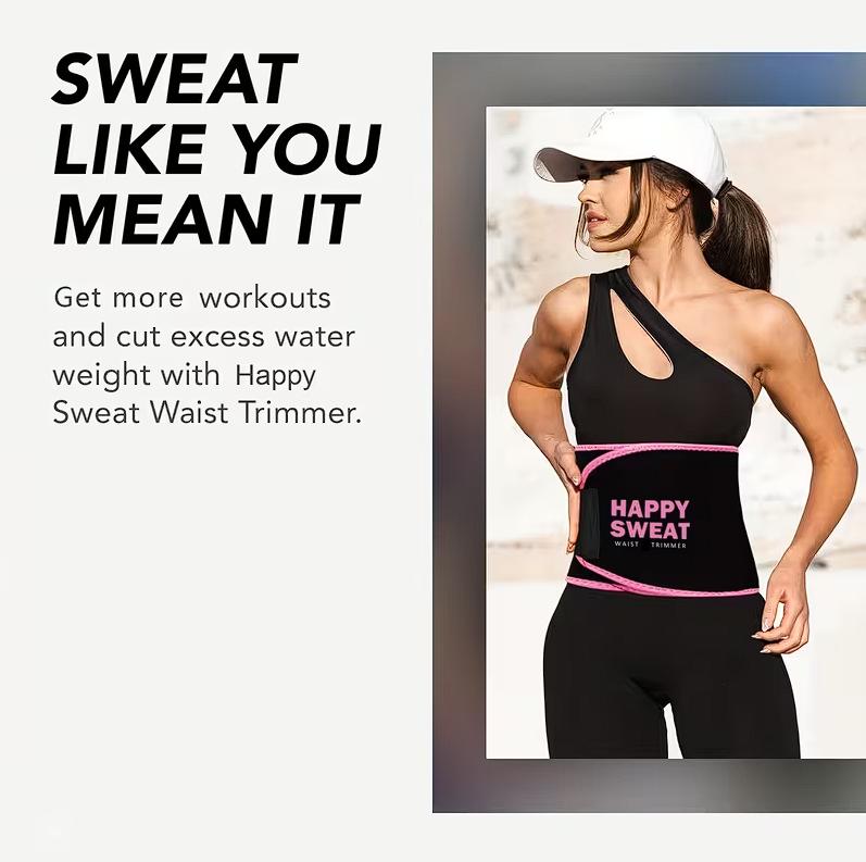 Happy Sweat Waist Trimmer for Women and Men - Sweat Band Waist Trainer for High-Intensity Training & Workouts