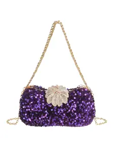 Women's Elegant Glitter Sequin Evening Bag, Fashionable Solid Color Clutch Bag with Chain Strap, Glittering Handbag for Party Decor for Women & Girls