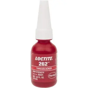 Loctite High-Strength Red Liquid Threadlocker (Series 262) - 10 mL Bottle, 24 Hr Full Cure Time, Hand Tool Compatible, Heat Removal (231926)