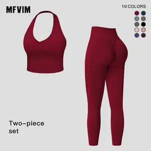 Two Pieces MFVIM Women’s Activewear Set - High-Support Sports Bra & Leggings - Moisture-Wicking, Compression Fitness Apparel for Running & Workouts Sporty Casual Seamless