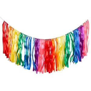 Rainbow Tassel Garl - 10 Ft  Tassel Fringe Party Fringe -  Rainbow Party Decoration - Birthday Decoration & Outdoor Garl - 14 x 118 in, Pack of 1