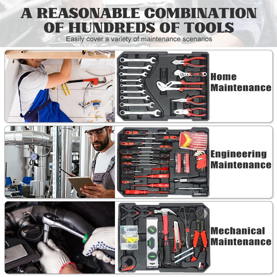 899-Piece Tool Set - High-Capacity Portable Metal Tool Case,Wheeled Mobile Tool Cabinet, and 4-Tier Aluminum Alloy Storage Unit- A Complete Kit for Mechanical Repair & Home Maintenance - ThePerfect Father's Day Gift 899-Piece Tool Set - High-Capacity Portable Metal Tool Case,Wheeled Mobile Tool Cabinet, and 4-Tier Aluminum Alloy Storage Unit- A Complete Kit for Mechanical Repair & Home Maintenance - ThePerfect Father's Day Gift