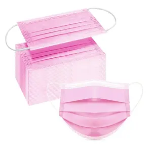 100 Pcs Pink Disposable 3 Ply Earloop Face Masks,Fit for Adults