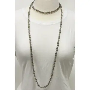 NK-2244 IRI TAUPE 60" hand knotted glass bead necklace