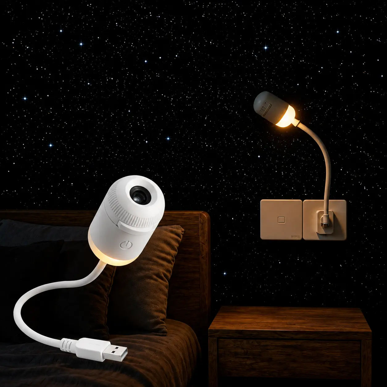 [2026 New Upgraded] 2-in-1 Galaxy Projector Night Light, USB Star Projector with Starry Sky Ceiling Projection, LED Ambient Lamp for Bedroom, Kids Room, Party and Home Decor