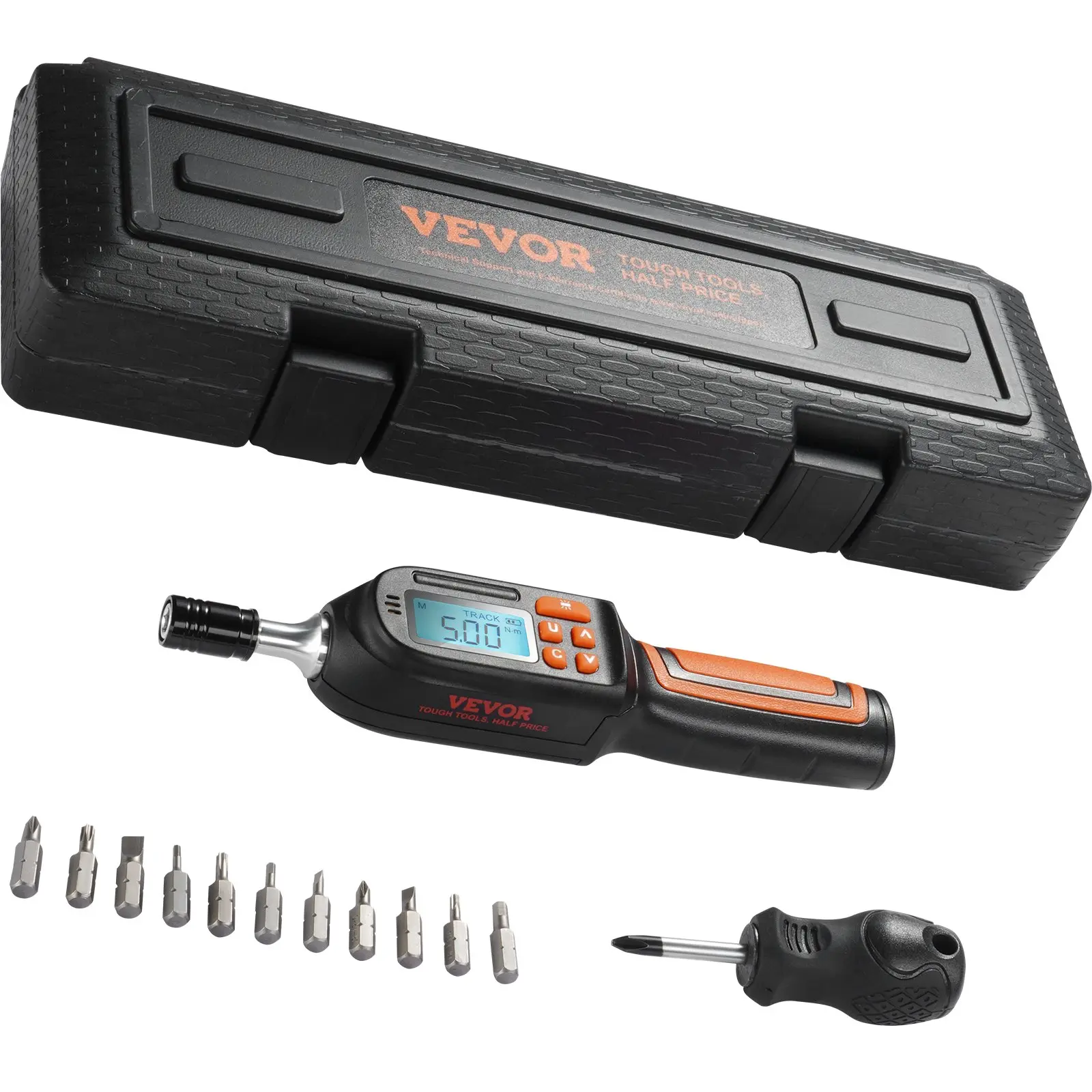 【Summerfinds】VEVOR Digital Torque Screwdriver, 1/4" Drive Screwdriver Torque Wrench, Electrician Torque Screwdriver with LCD, 2.65-70.67 in-lbs Torque Range, 0.01 N.m Increment Torque Screwdriver with Bits & Case