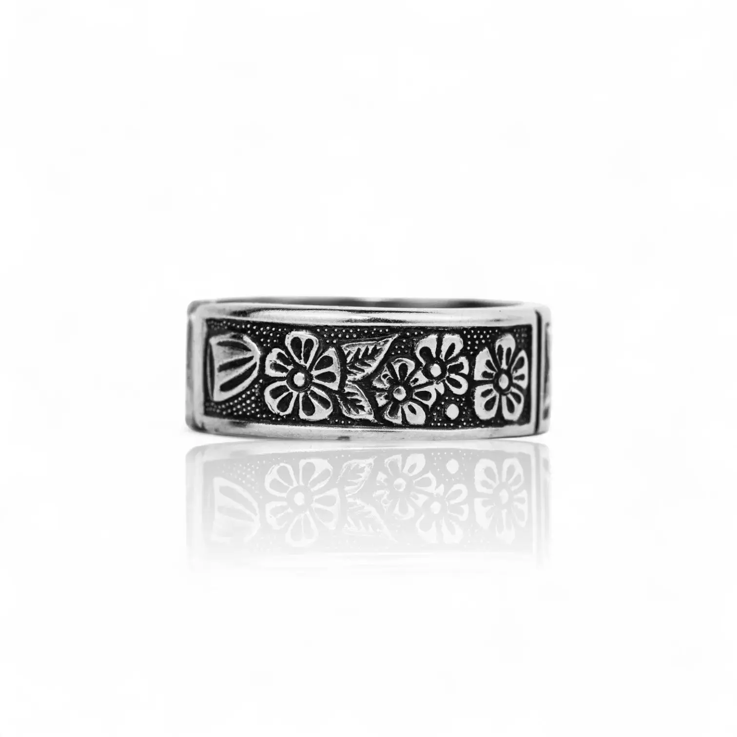 Garden of Eden - Handcrafted Stainless Steel Floral Spoon Ring