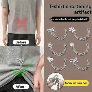 Adjustable Clothespins for Women, Butterfly & Heart Decorations, Safety Pin, Instant Sleeve Shortening, Suitable for Shirts, Skirts, Pants, Elegant Design