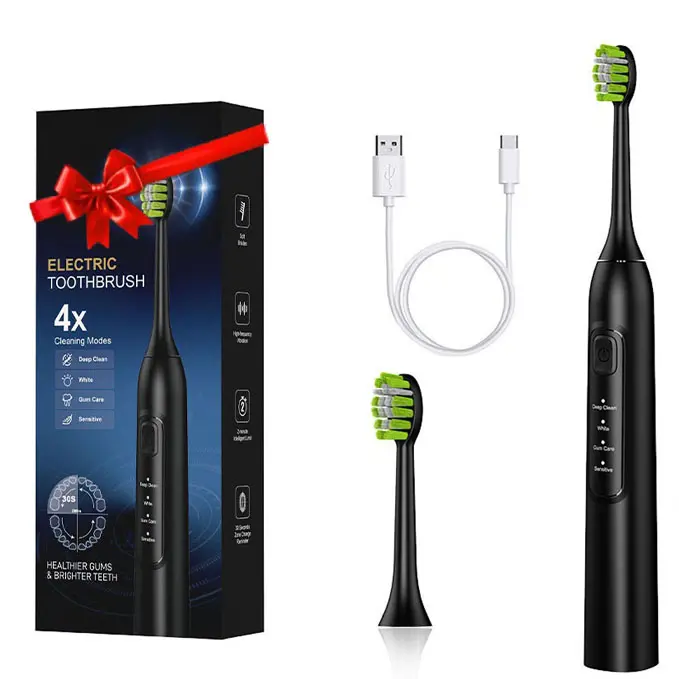 Electric toothbrush for adults, featuring 2 brush heads and a smart vibration timer—handheld, waterproof, rechargeable electric toothbrush, perfect for birthdays and holidays, Oral Care, Plaque Removal