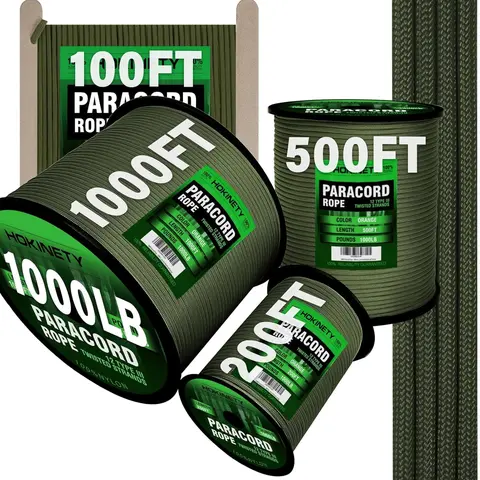 1000Ib Paracord Rope - 100ft/200ft/500ft/1000ft 4mm,12 Strand Parachute Spool Cord for Camping,Hammock,Clothsline,Hiking,Fishing,Survival Bracelet Climbing Crafting Gear