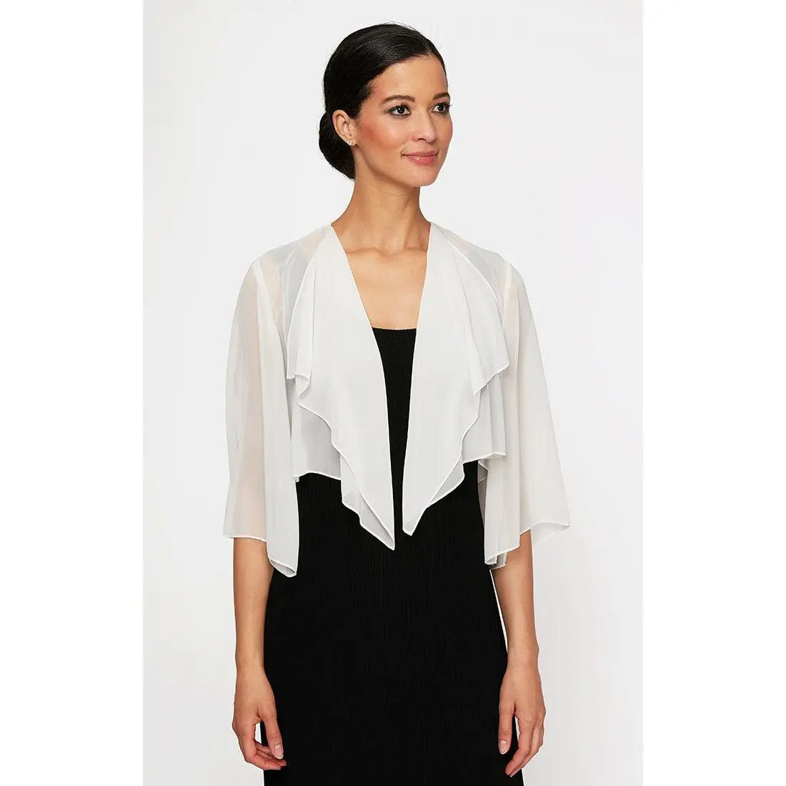 Chiffon Cover-up Bolero Jacket with Cascade Hem Detail