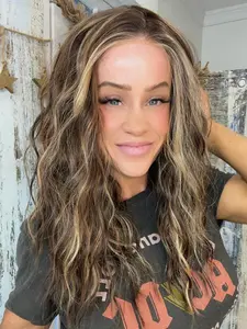 AISOM Mila Sunlit Mocha Water Wave Free Part 13x4 Lace Front Wig with Scandinavian Hairline Low Density Heat Friendly Synthetic Wig 16"Daily Use