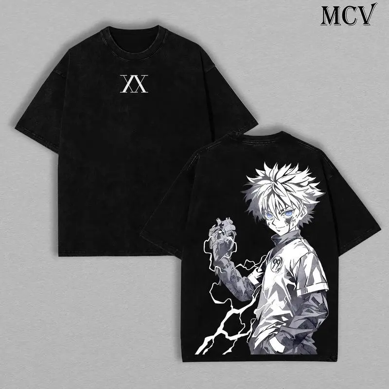 Killua Zoldyck T-Shirt Anime Oversized Tee Washed Unisex Hunter Streetwear