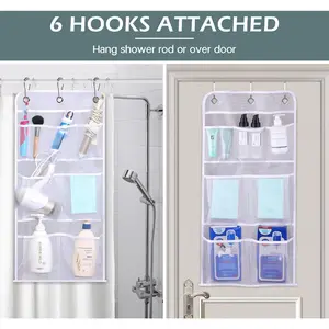 MISSLO 2 Pack Mesh Shower Caddy Hanging for Travel Quick Dry Shower Hanging Organizer Cruise RV Camper Bathroom with Over Door Hooks and Shower Curtain Hooks
