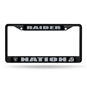 Rico Industries 6734545727 Oakland Raiders Nation Design License Plate Frame, Chrome Black