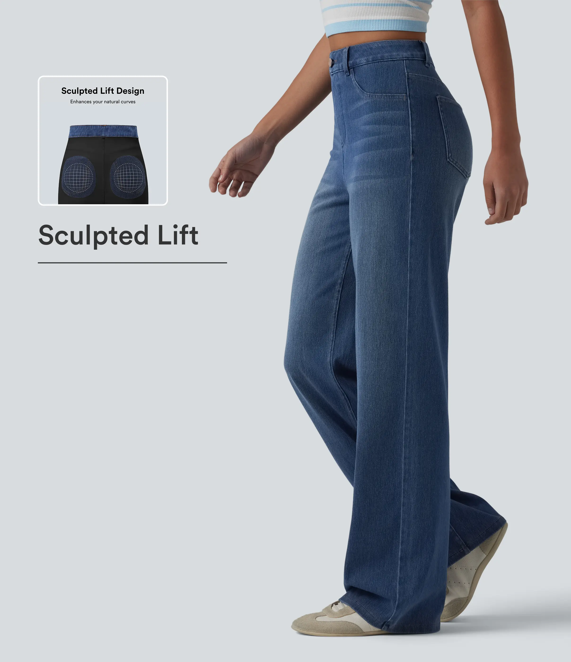 Halara Flex™ High Waisted Sculpted Lift Design Straight Leg Casual Jeans with Pockets