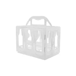 Condiment Caddy Six Pack Slotted Compartment Beverage Caddie Beer Bottle Holder BBQ Kitchen Bar Water Outdoor Beverage Tailgating Carrier Plastic Carry Storage Organizer  by 321 Plastics Organizer