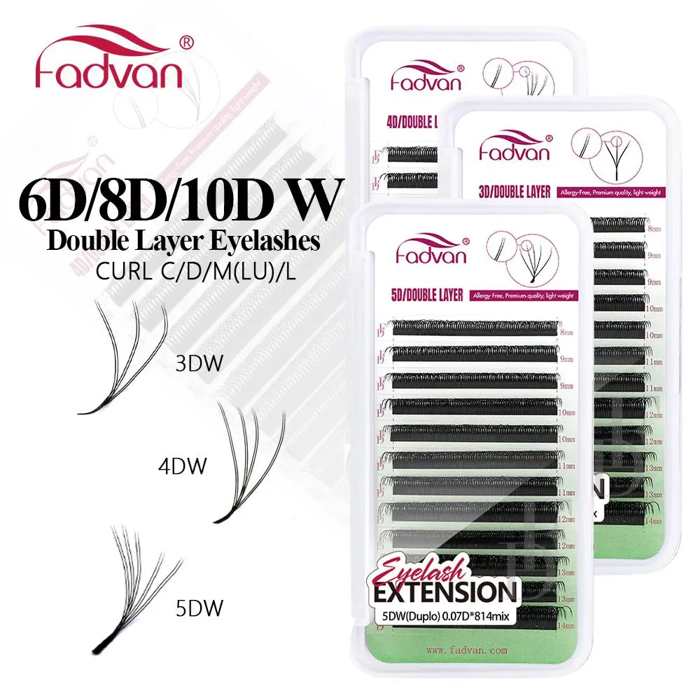 FADVAN W Shape Double Layer Eyelashes 8D/6D/10D Eyelash Extensions Natural Soft Volume Fan Brazilian Faux Mink Lashes Makeup