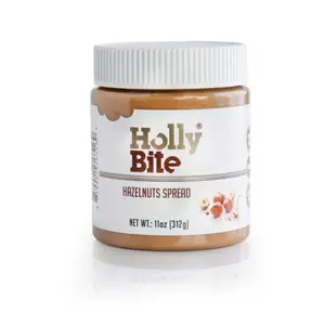 HollyBite Hazelnut Spread - Vegan, No Sugar Added, High Fiber, Keto Friendly, 110Z, Made in USA - Snack