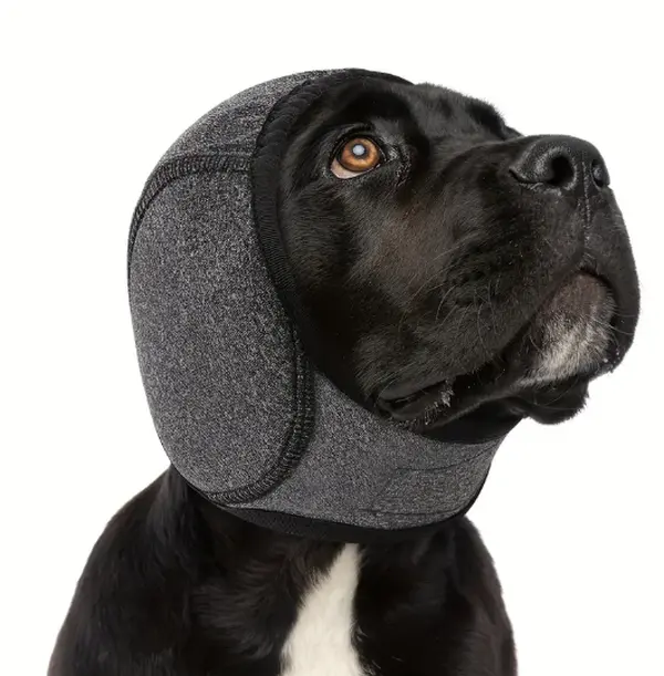 Dog Ear Covers for Anxiety Relief - Memory Foam, 1-Piece Noise Cancelling Waterproof Adjustable Calming Snood, Winter/Swimming Pet Ear Protection for Small-Large Dogs Against Fireworks, Thunder, One-Piece