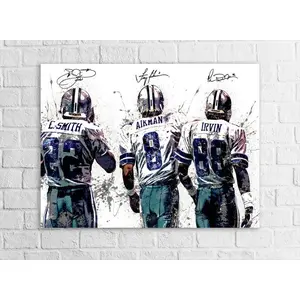 Troy Aikman, Emmitt Smith, Michael Irvin, Dallas Cowboys, Legends, Gallery Canvas Wrap, Museum-Quality Poster, Man Cave, Kids room, Office
