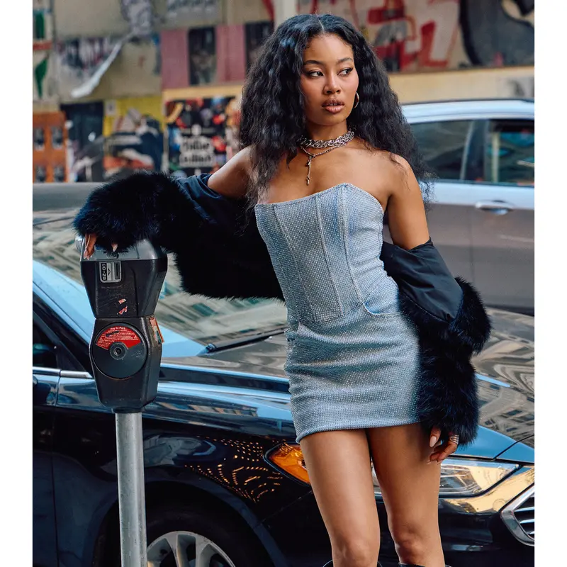 rhinestone bodycon mini dress - TikTok Shop