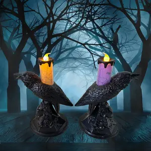 Halloween crow lights ghost festival decoration props candlestick ornaments LED electronic candle lights pumpkin lights scene layout