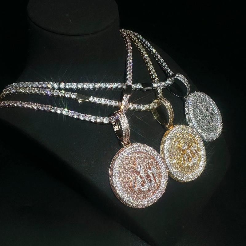 Allah Muslim Pendant Necklace – Cubic Zirconia Religious Jewelry for Men