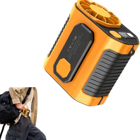 Waist-Mounted Cooling Personal Fan - Plastic Cordless Rechargeable, 5000mAh Battery, 3 Speeds, 5300RPM Airflow, 8H Runtime, LED Light, Wearable Belt, USB-A, EDC Gear Cool Gadget, USB-Powered Dual-Purpose for Outdoor, Jobsite, Cordless Rechargeable Fan