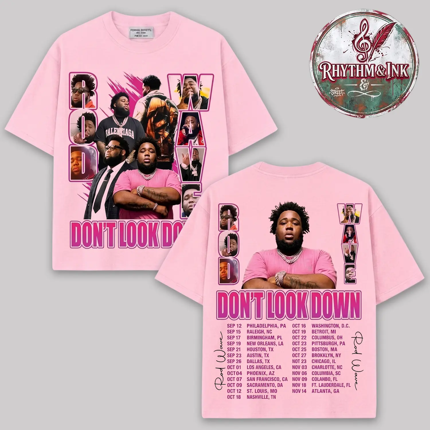 Rod Wave Don't Look Down Tour 2026 V2 Premium Cotton T-Shirt, Double Sided Concert Merch Graphic Tee, Vintage Bootleg Hip Hop Rap Streetwear Shirt, Music Tour Fan Gift