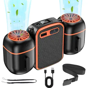 Portable Waist Fan, Tech Gadgets Cool Tech with LED Digital Display, Rugged Industrial Dual-Head Design, 10000mAh Power Bank & Hands-Free Airflow for Outdoor Work, Camping - Must-Have Summer Gift for Dad outdoorfun Rechargeable UnderShirt