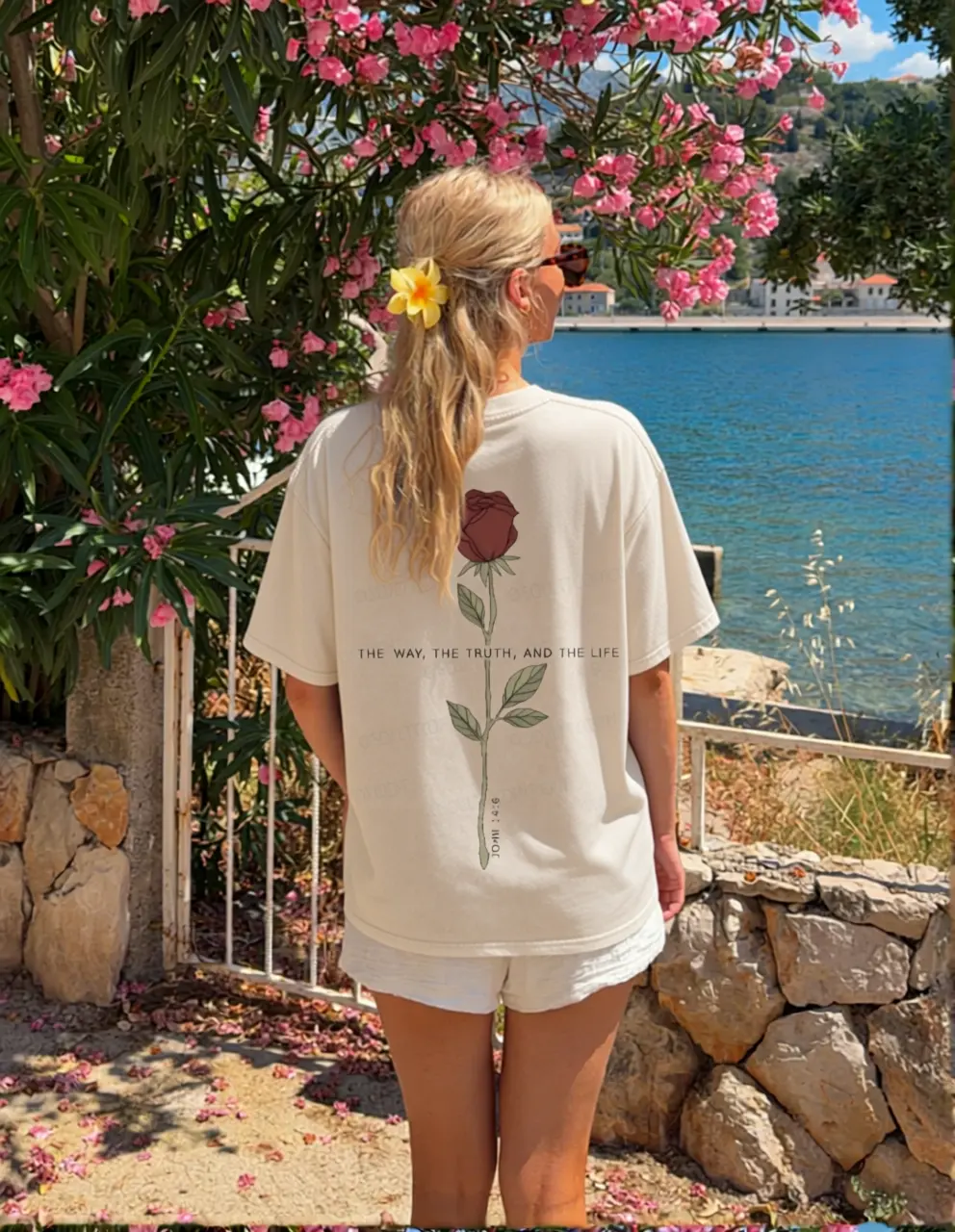 Vintage The Way The Truth And The Life Rose Tee | Heavyweight Oversized Cute Christian Shirt