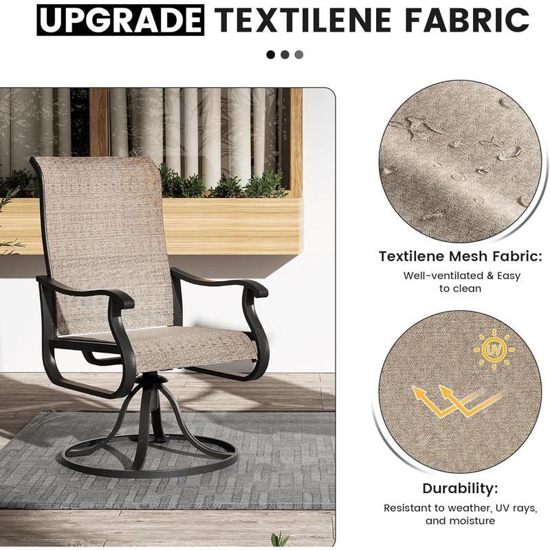 Amopatio Modern Patio Swivel Chairs Sets, Outdoor Dining Chairs with Back, All-Weather Swivel Rocker Chair for Poolside/Garden/Porch/Deck