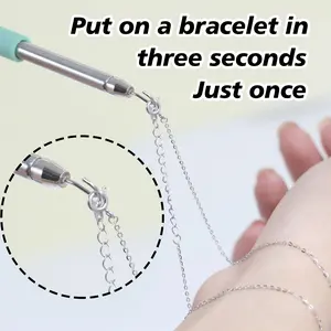 3 Counts Bracelet Helper Tool, Retractable Necklace Clasps Holder Quick Release Fastening Clasping Hook for Jewelry Clasp and Closure Necklace Lobster Claw Clasps Wearing Assistance Tool Put On
