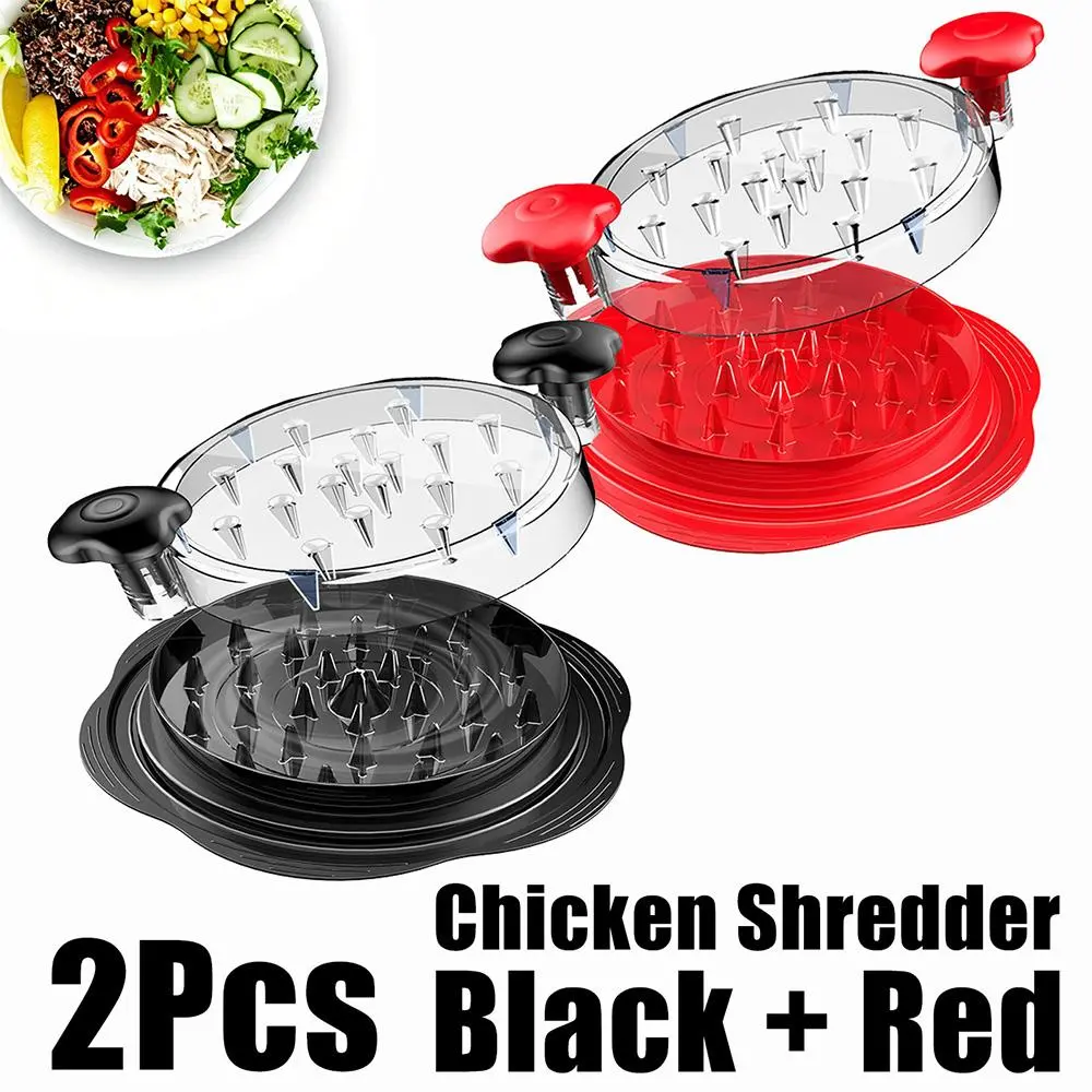 Chicken Shredder Large Chicken Breast Shredder Tool Twist with Brush&Fork, Visible Meat Shredder Machine, Anti-Slip Strip, Ergonomic Handle(2Pcs）
