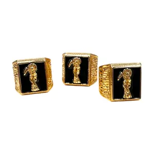 Santa Muerte Ring for Men 14K Gold Plated Religious Protection Ring Elegant Grim Reaper Amulet High-Quality Gold-Plated Luxury Protective Amulet