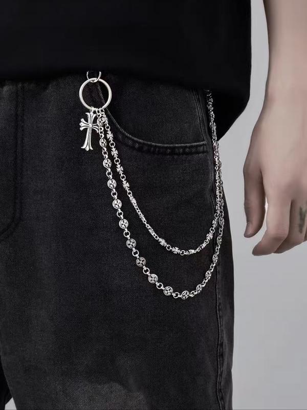 Punk Rock Metal Waist Chain, Unisex Hip Hop Jewelry Gift Pendant, Large Ring Wallet Keychain, Denim Jeans Accessory