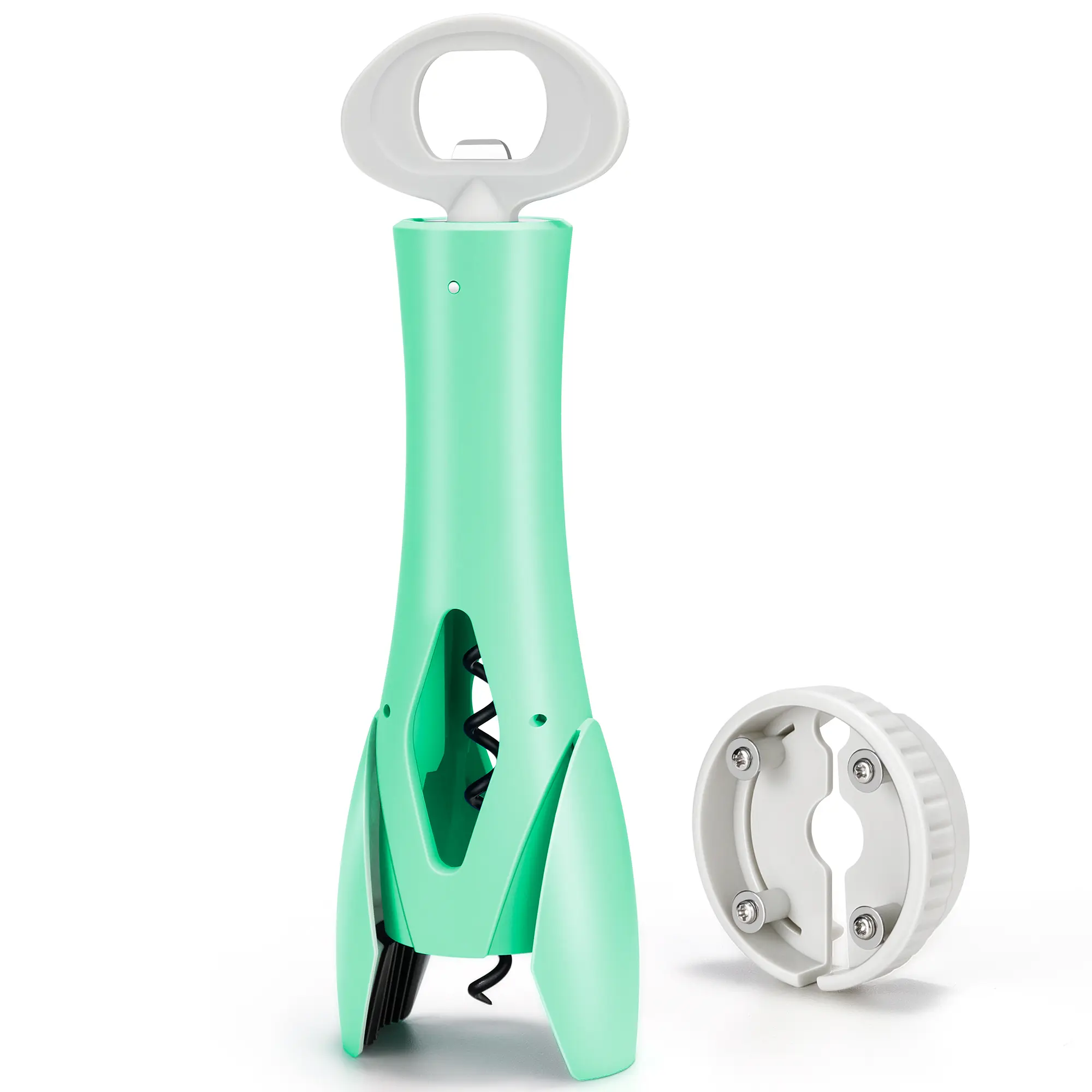 Wine Bottle Opener with Foil Cutter,Sharp Screw - Easy to Use, Effortless Cork Removal, Sturdy Cork Screw for Gifts, Wine, Bottles - Green Kitchen Utensils