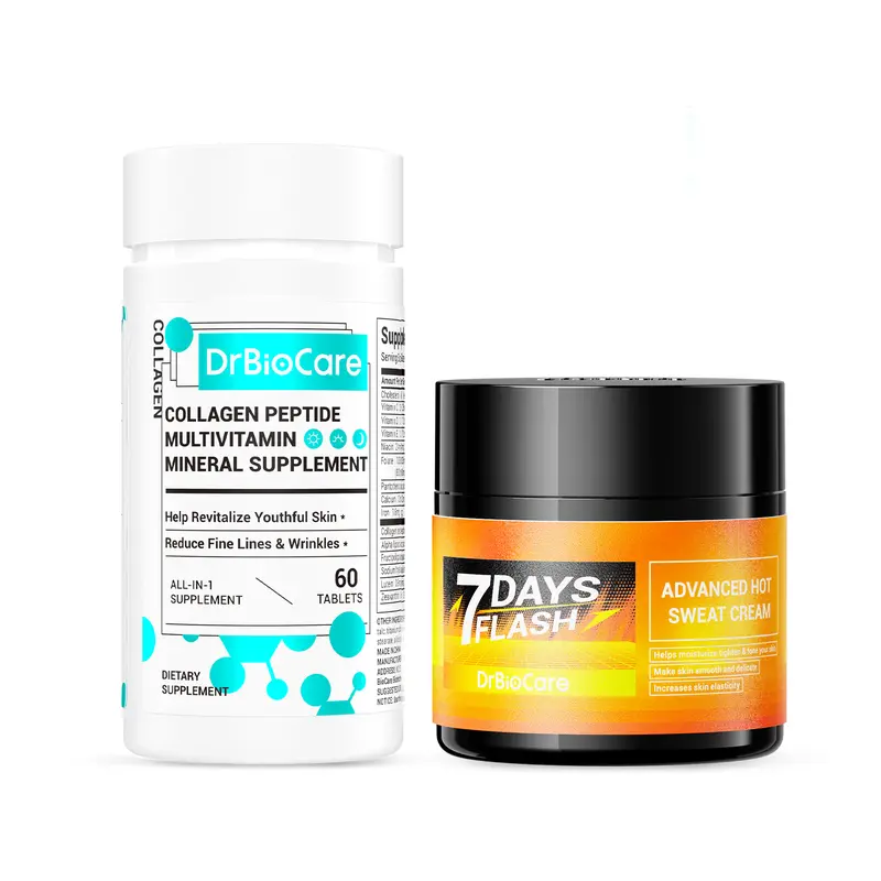 DrBioCare Body & Beauty Dual Effect Body Care Set - 230g Collagen + Cream Moisturizers & Mists, Garcinia Gambogia Hot Sweat Cream, Internal Adjustment, External Protection, Detox, Firming, Nourishing for Smooth Skin Routine, Plump Skin Care