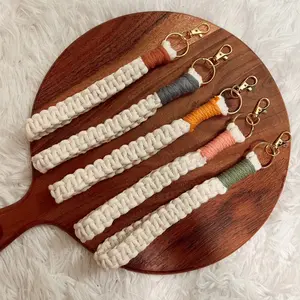 Two-Tone/Monochrome Boho Macrame Keychain Wristlet
