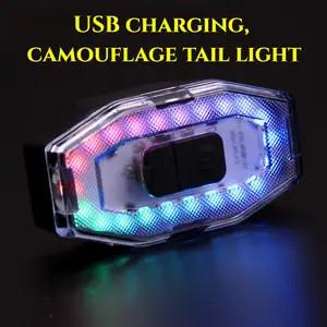 New USB charging tail light bicycle light LED highlight night light colorful mountain bike tail light warning light