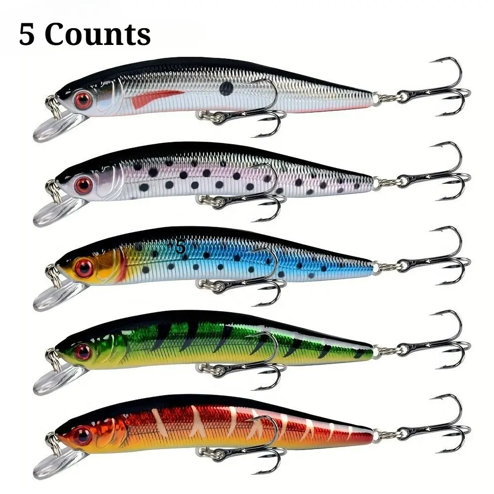 5pcs Minnow Lure 8g/10cm Realistic Hard Bait Fishing Lures for Saltwater & Freshwater, Bass Catfish Walleye Trout Baits, Fishing Gear